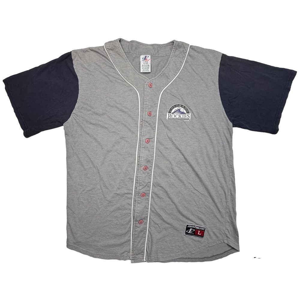 Vintage Colorado Rockies Logo Athletic Baseball Jersey Shirt Men's L Gray MLB